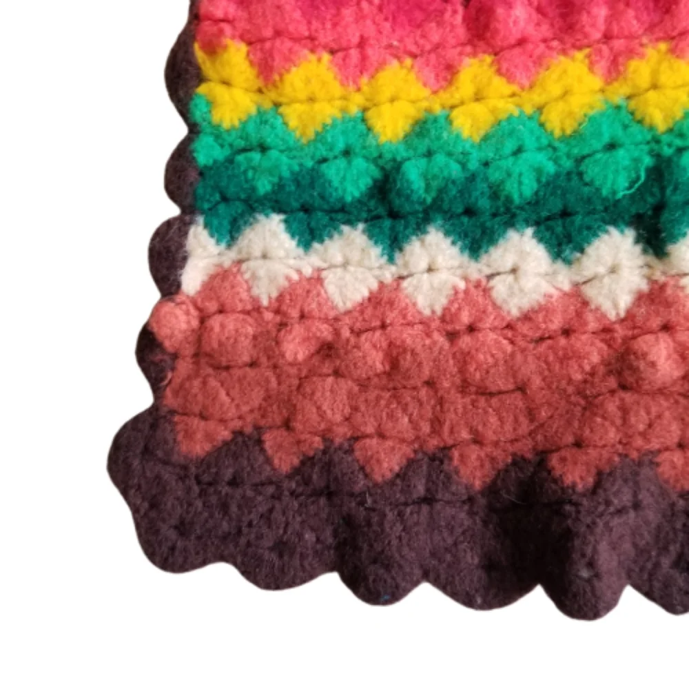 Vintage Boho Granny Handmade Afghan Yarn‎ Weave Crochet Rectangle Throw Blanket